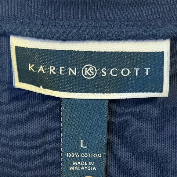 Karen Scott Blue Button Cardigan - Picture 3 of 3